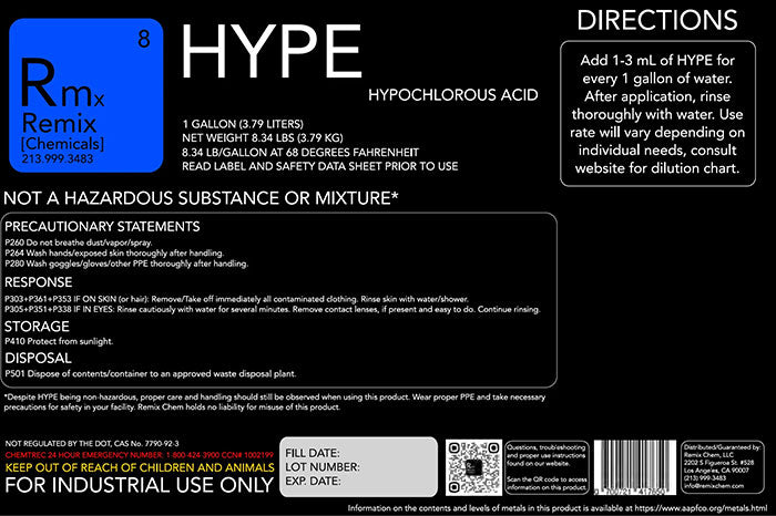 Remix Chem HYPE Hypochlorous Acid, 55 Gallon