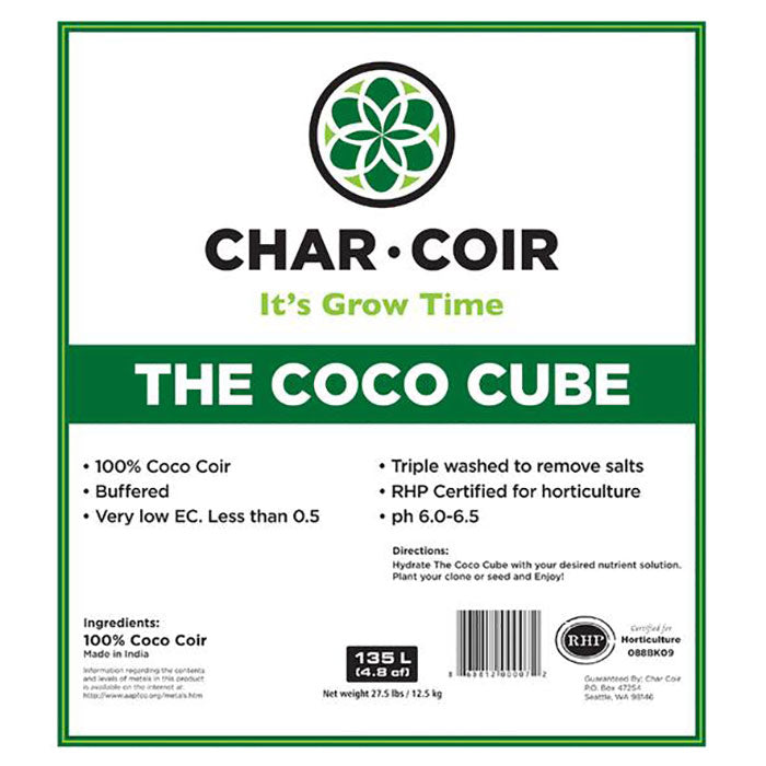 Char Coir Coco Cube RHP Certified Coco Coir, 2.25 Liter, Case of 32