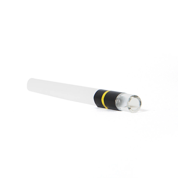 Custom Cones USA 109mm Refined White Paper Pre-Roll Tube With 11mm Wide Glass Tip, Black Band with Gold Stripe - Pack of 50
