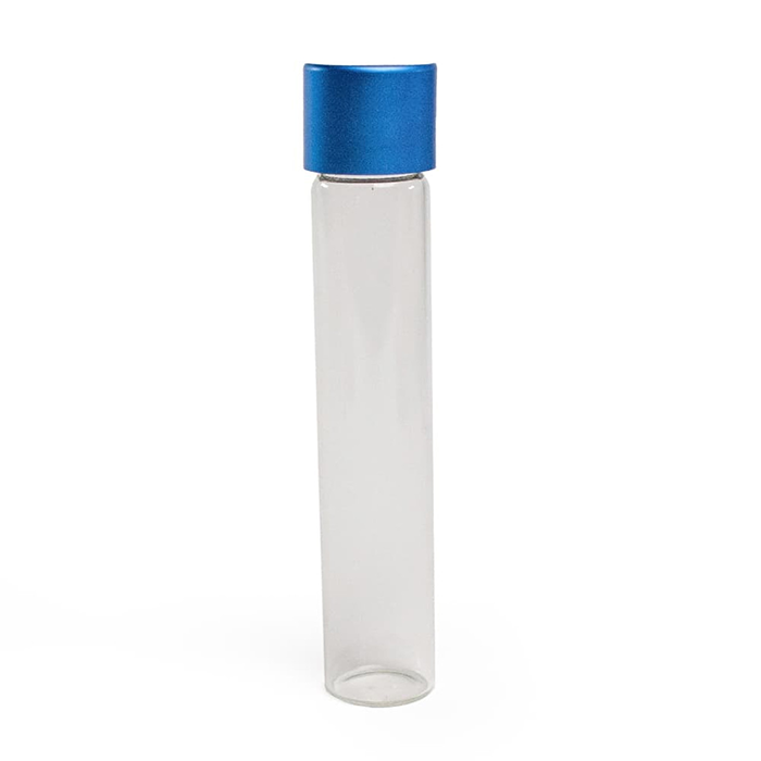 Custom Cones USA Glass Pre-Roll Tubes with Child-Resistant Blue Alumite Cap, 115mm - Pack of 400