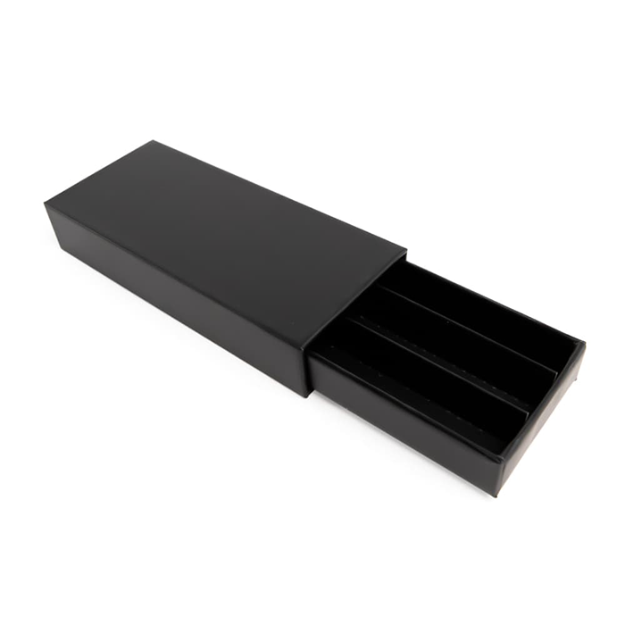 Custom Cones USA Child-Resistant Push Packs, Unbranded Black, Dividers for 3 109mm Pre-Rolls - Pack of 200