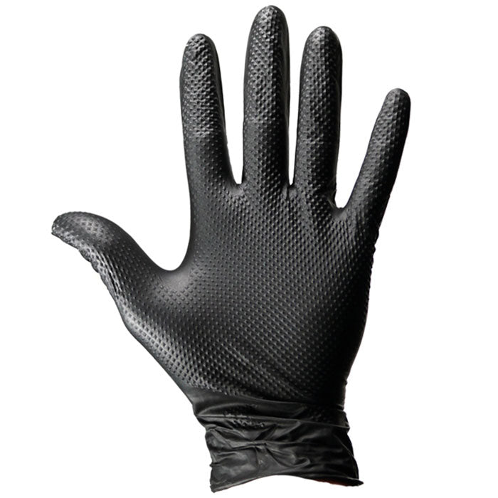 Dirt Defense Black Diamond Grip Nitrile Gloves 6 mil, Large, Pack of 100