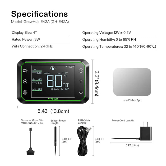 Vivosun GrowHub E42A Controller for Grow Tent Atmosphere Control