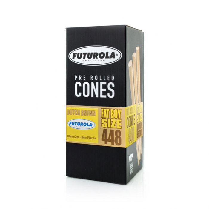 Futurola Fatboy Size 120/30 Dutch Brown Pre-Rolled Cone with Non-Printed Tip - Case of 2688
