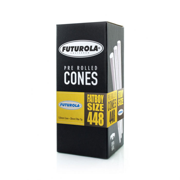 Futurola Fatboy Size 120/30 Classic White Pre-Rolled Cone with Non-Printed Tip - Case of 2688