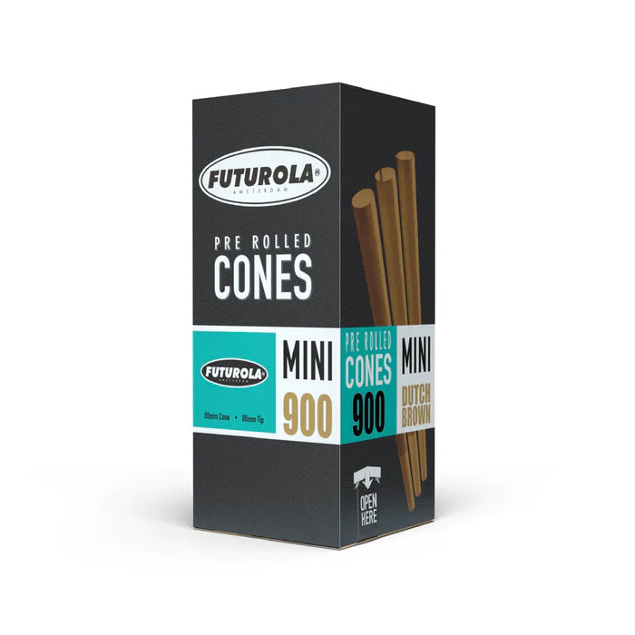 Futurola Slender Mini 60/26 Dutch Brown Pre-Rolled Cone with Non-Printed Tip - Case of 5400
