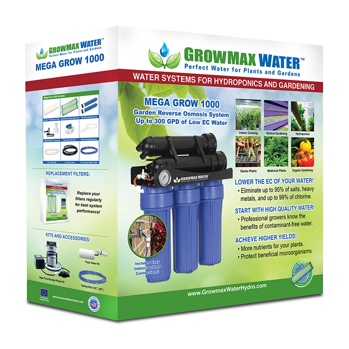 GrowMax Water Mega Grow 1000 Reverse Osmosis Water Filtration System, 300 GPD