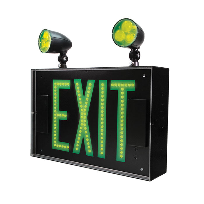 Growlite Exit Sign, Single Face, 2 Soft Green LED Lamps, NiHM Battery and Self Diagnostics