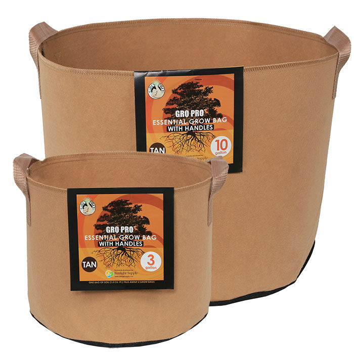 Gro Pro Essential Round Fabric Pot with Handles, Tan