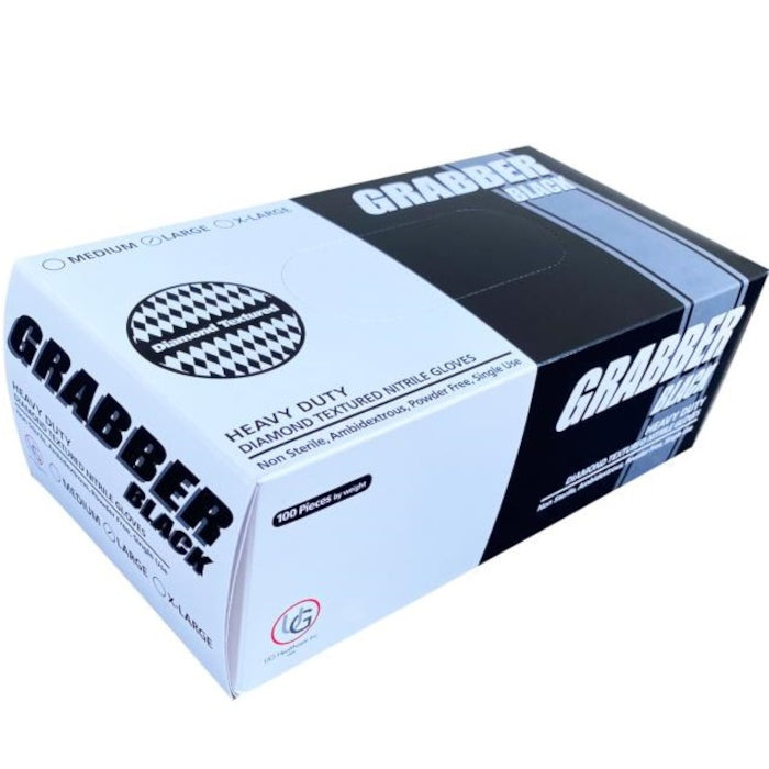 Grabber Black Nitrile Gloves, Box of 100