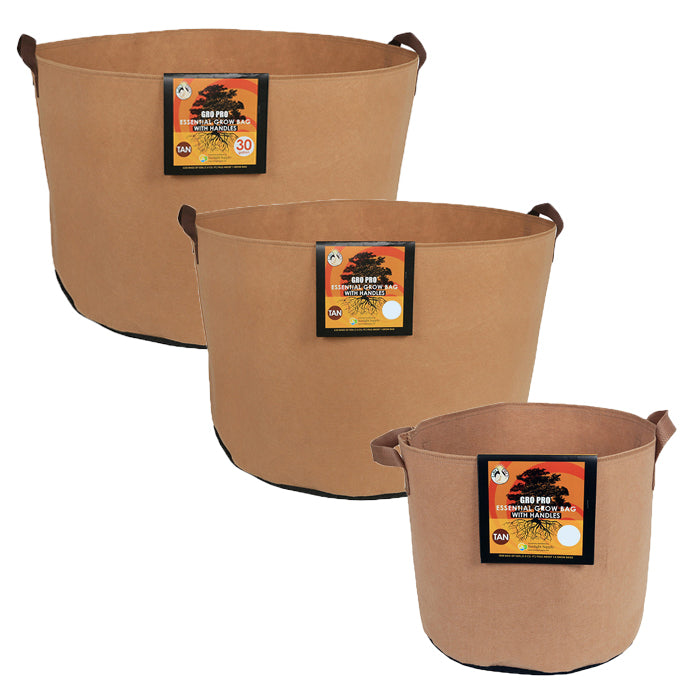 Gro Pro Essential Round Fabric Pot with Handles, Tan