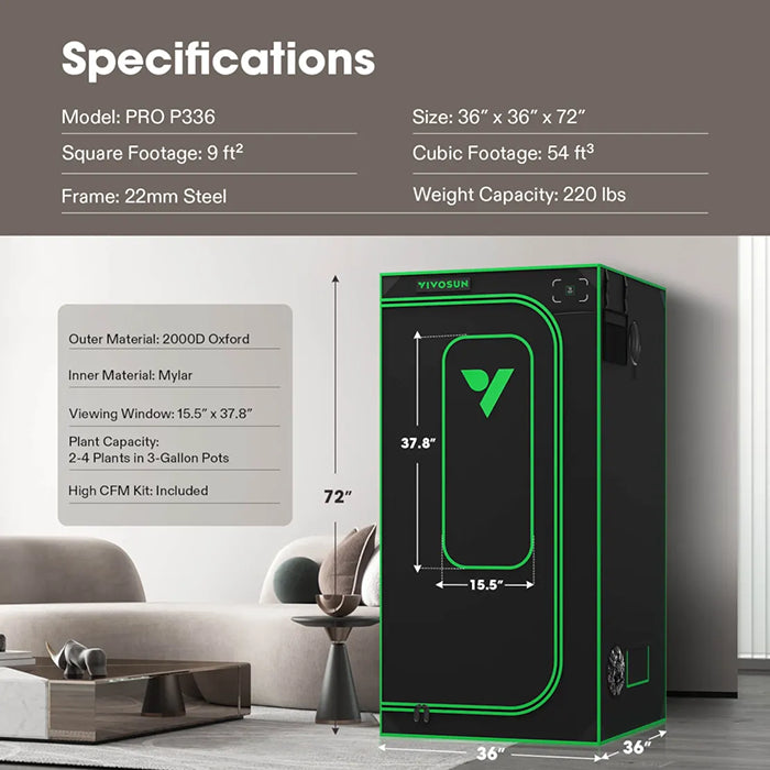 Vivosun P336 3' x 3' Grow Tent Pro