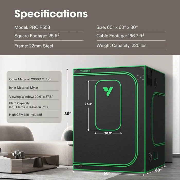 Vivosun P558 5' x 5' Grow Tent Pro