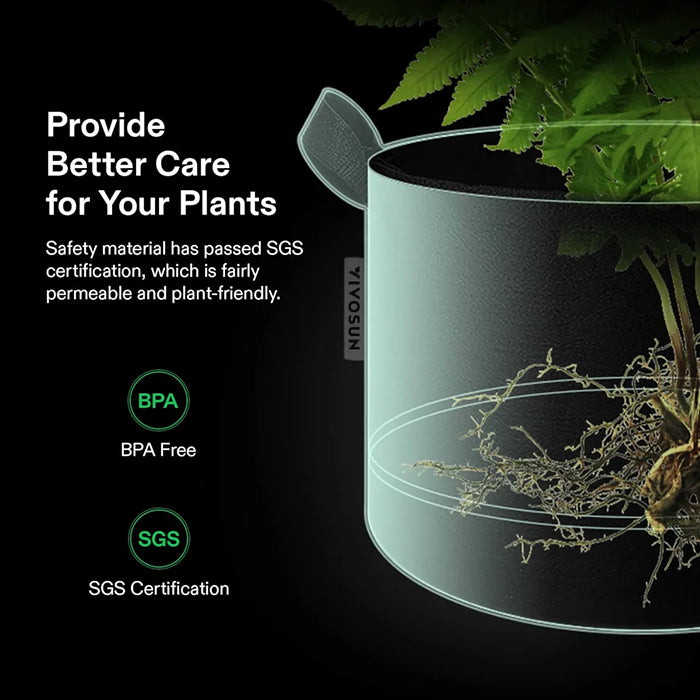 Vivosun Thick Nonwoven Fabric Pot with Handles, 1 Gallon, Pack of 5