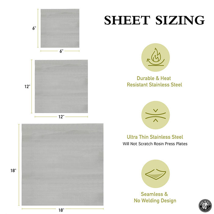 Gutenbergs Dank Pressing Co. 12" x 12" Stainless Steel Rosin Filter Sheets, 25 Micron - Pack of 5