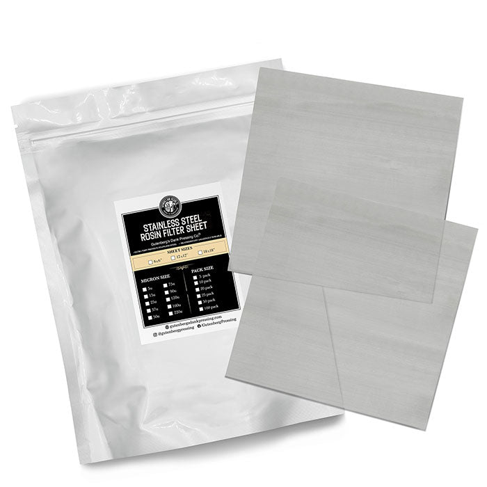 Gutenbergs Dank Pressing Co. 12" x 12" Stainless Steel Rosin Filter Sheets, 25 Micron - Pack of 5