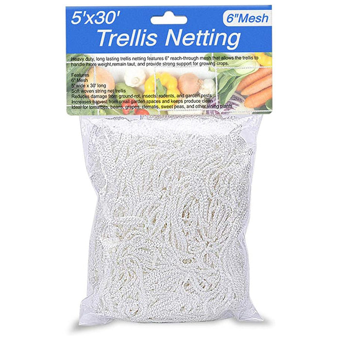 HBX Heavy-Duty Nylon Garden Trellis Netting with 6" Squares, 5ft x 30 ft.
