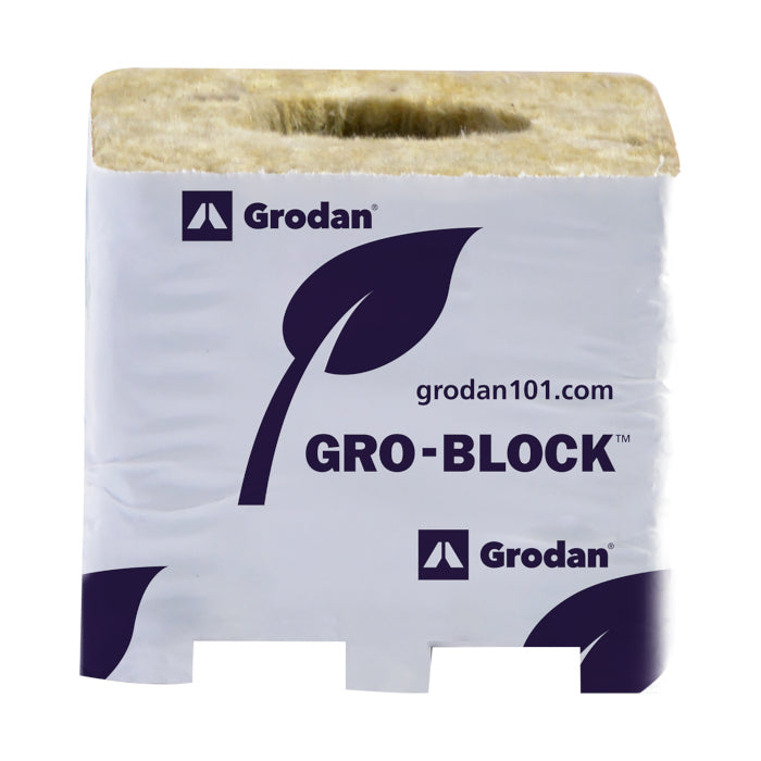 Grodan Gro-Block Improved GR4 Small with Hole , Unwrapped, 3" x 3" x 2.5" - Case of 384