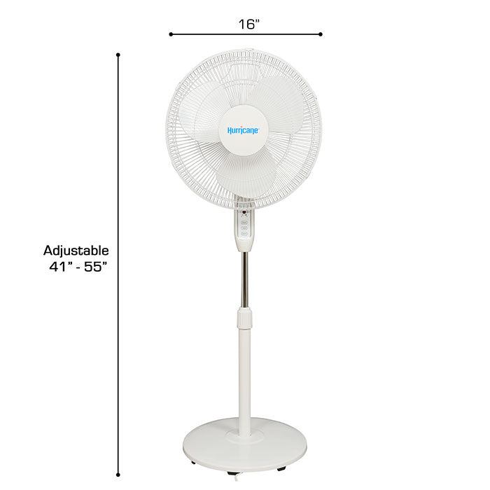 Hurricane Supreme Oscillating Stand Fan with Remote, 16 in. - White