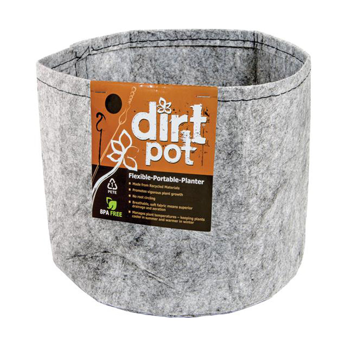 Dirt Pot Grey Round Fabric Pot, 3 Gallon