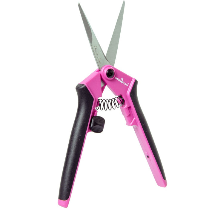 Hydrofarm Trim Fast Stainless Steel Precision Lightweight Straight Blade Pruner, Pink
