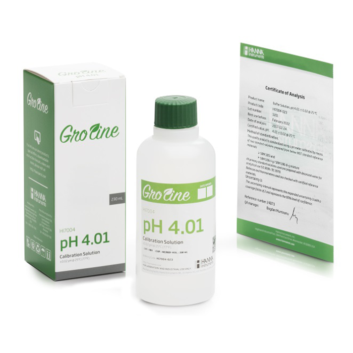 Hanna Instruments GroLine pH 4.01 Calibration Buffer, 230mL