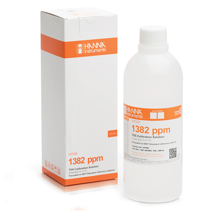 Hanna Instruments 1382 mg/L (PPM) TDS Calibration Solution, 500 mL