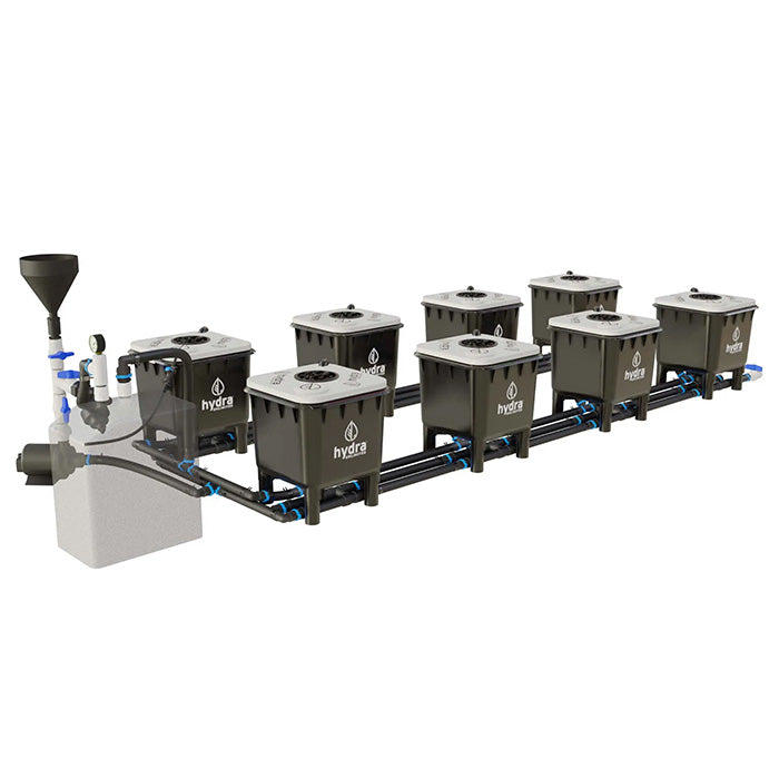HydraMax Professional RDWC Hydroponic System, 2-Row, 8-Site System