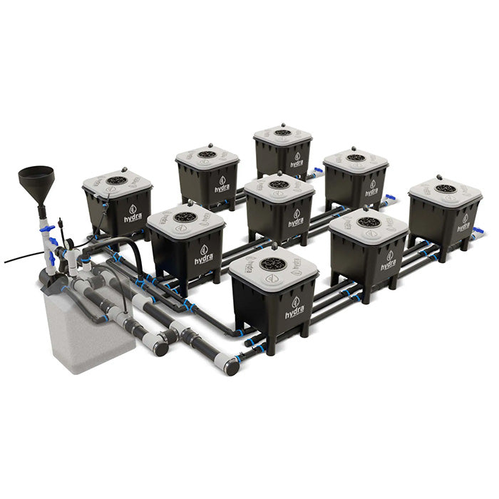 HydraMax Professional RDWC Hydroponic System, 3-Row, 9-Site System