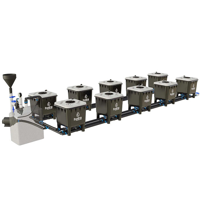 HydraMax Professional RDWC Hydroponic System, 2-Row, 10-Site System