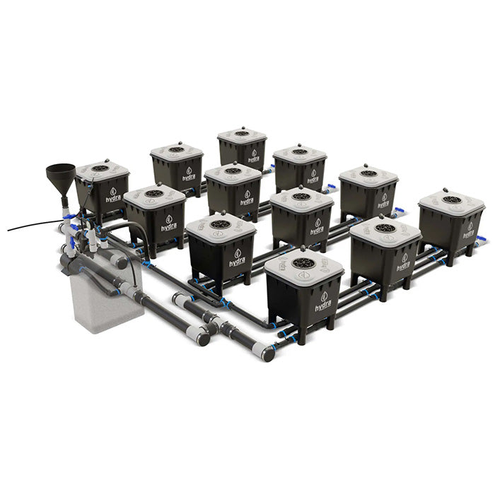HydraMax Professional RDWC Hydroponic System, 4-Row, 12-Site System
