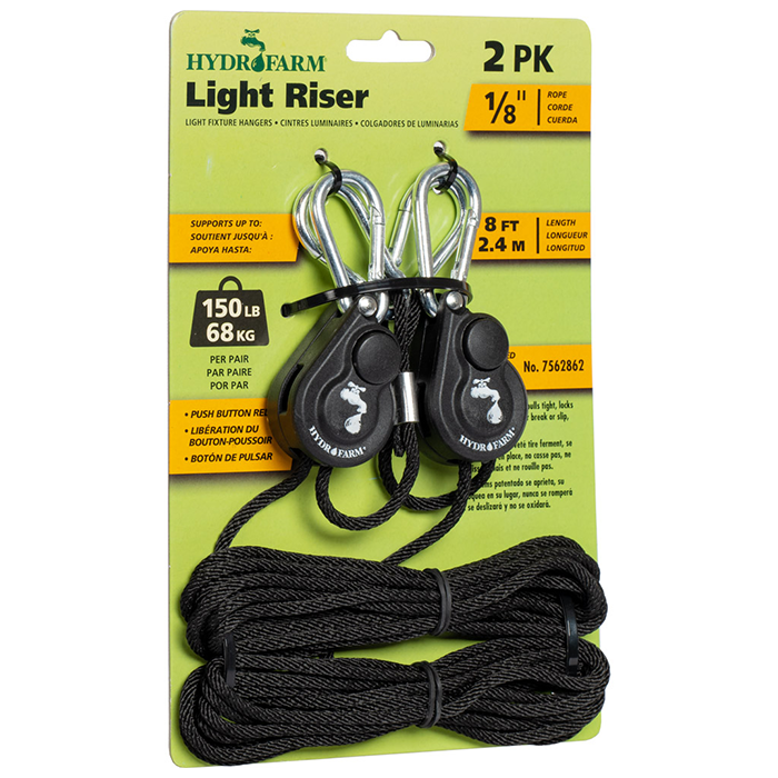 Hydrofarm Push Button Light Hangers 1/8 in - Black - (2 Per Pack)