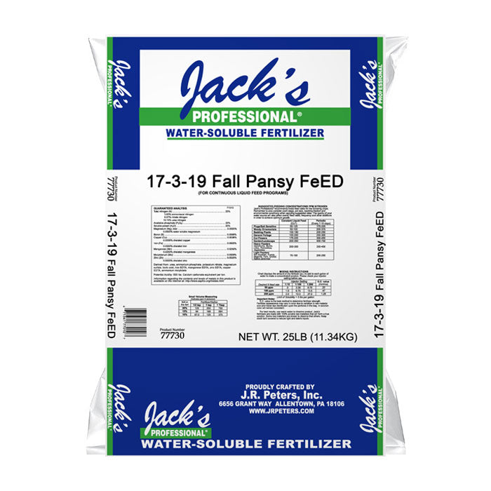Jack's Professional 17-3-19 Fall Pansy FeED Water Soluble Fertilizer, 25 lbs.