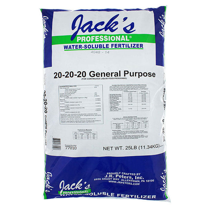 Jack's Nutrients Professional 20-20-20 General-Purpose Fertilizer, 25lb