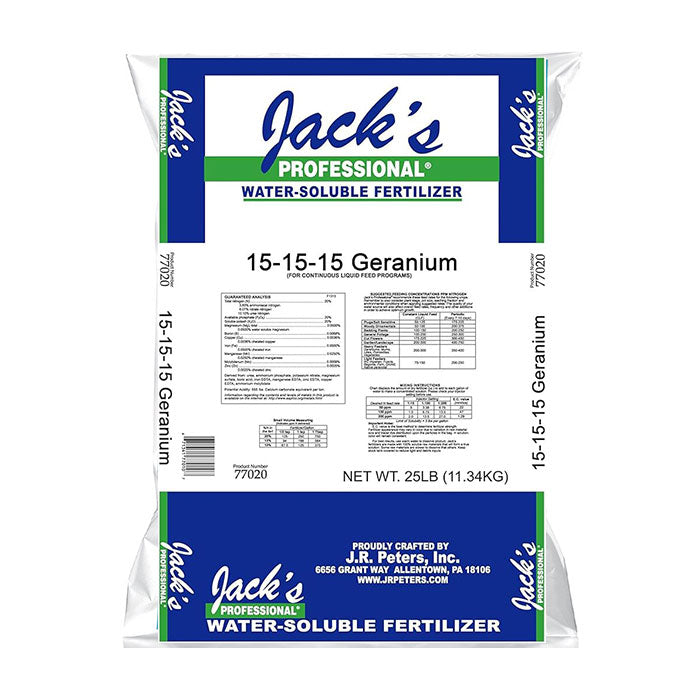 Jack's Professional 15-15-15 Geranium Water Soluble Fertilizer, 25 lbs.