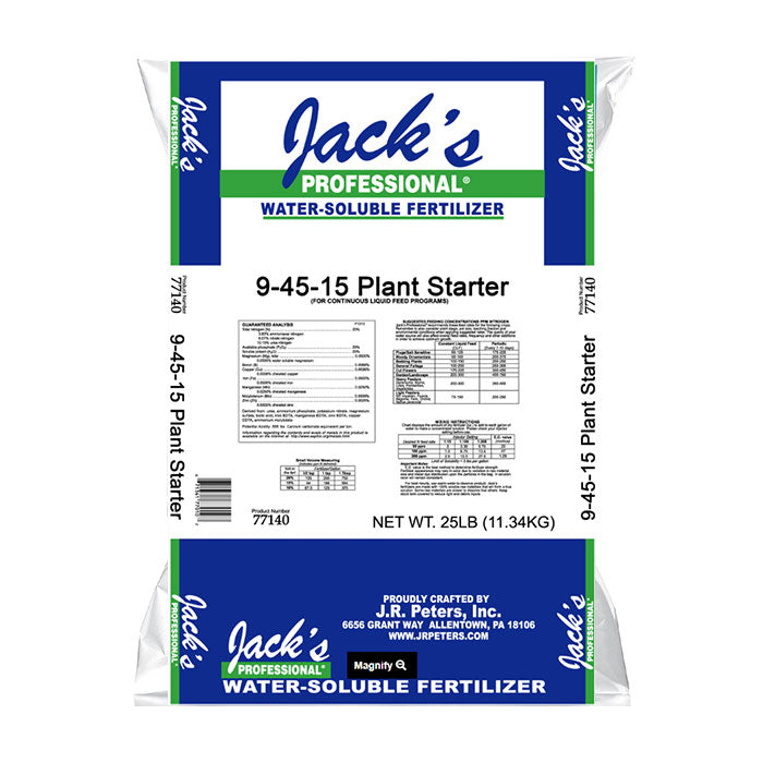 Jack's Professional 9-45-15 Plant Starter Water Soluble Fertilizer, 25 lbs.