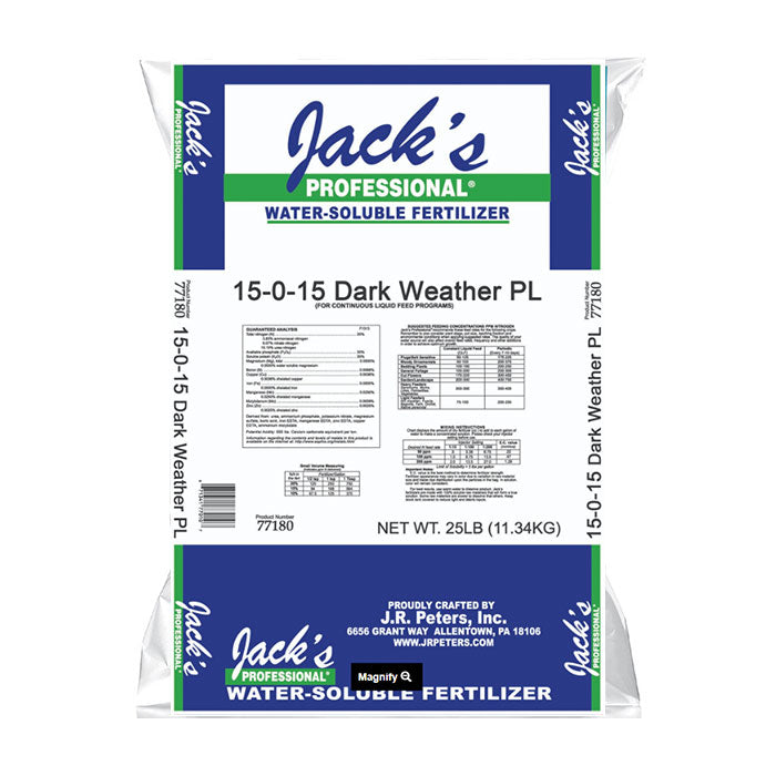 Jack's Professional 15-0-15 Dark Weather Peat-Lite Water Soluble Fertilizer, 25 lbs.