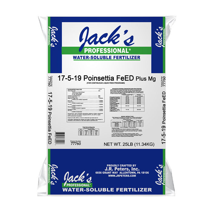 Jack's Professional 17-5-19 Poinsettia FeED +Mg Water Soluble Fertilizer, 25 lbs.