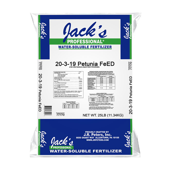 Jack's Professional 20-3-19 Petunia FeED +Mg Water Soluble Fertilizer, 25 lbs.