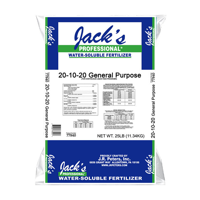 Jack's Professional 20-10-20 General Purpose Water Soluble Fertilizer, 25 lbs.