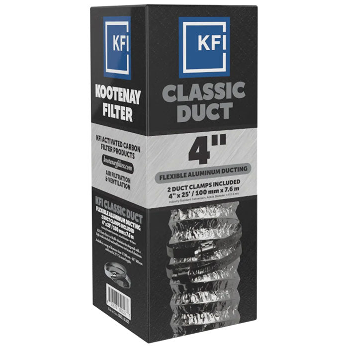 Kootenay Filter KFI Classic Aluminium Ducting, 4 Inch x 25 Feet
