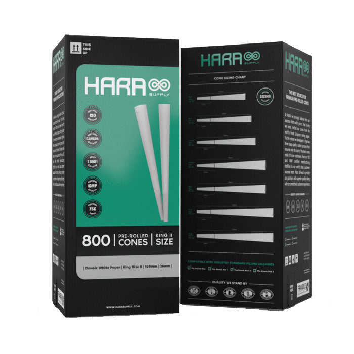 Hara Supply King Size 109mm/26mm Classic White Pre-Rolled Cone - Pack of 800