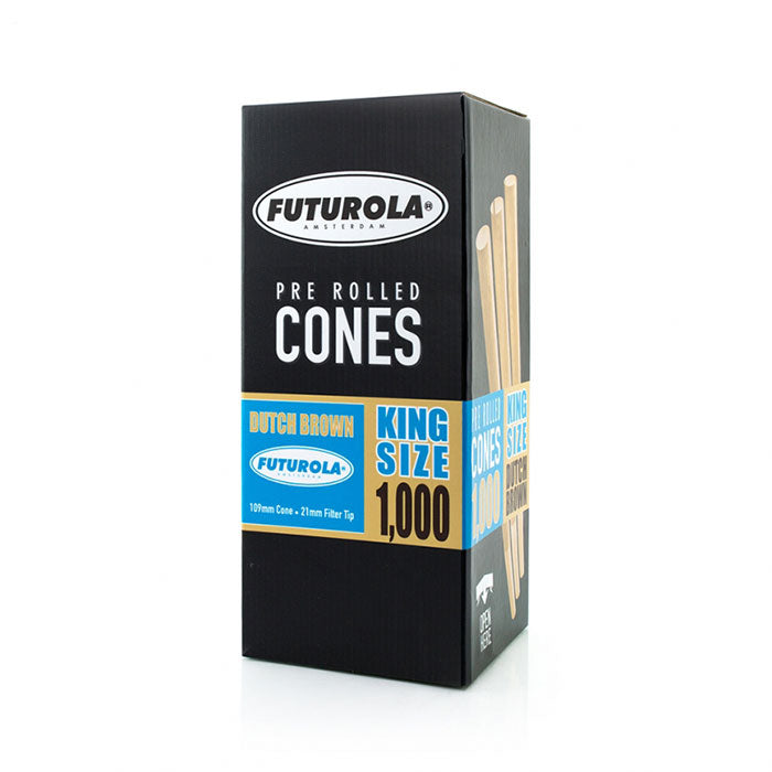 Futurola King Size 109/21 Dutch Brown Pre-Rolled Cone with Futurola Tip - Case of 6000