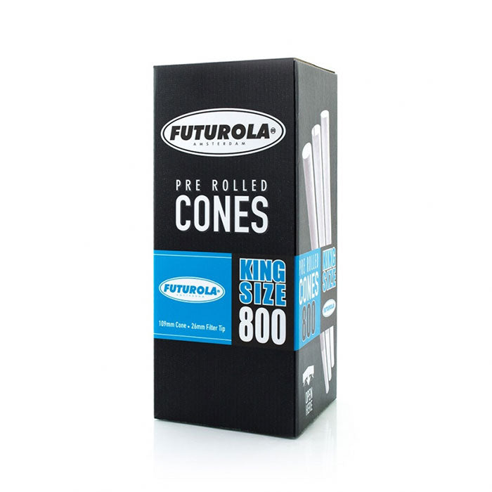 Futurola King Size 109/26 Classic White Pre-Rolled Cone with Futurola Tip - Case of 4800