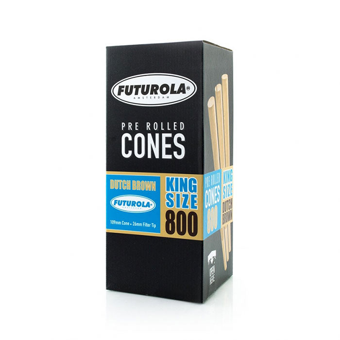 Futurola King Size 109/26 Dutch Brown Pre-Rolled Cone with Non-Printed Tip - Case of 4800