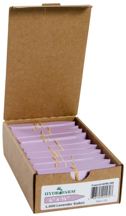 Hydrofarm Plant Stake Labels, Lavender, 4" x 5/8", Case of 1000