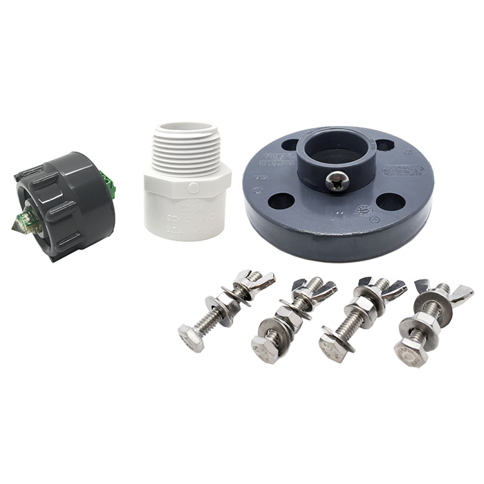 Agrowtek SXL Liquid Sensor Mount System Cap Kit, Tapped Cap & 1" PVC Fitting With Flange Kit