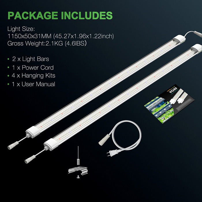 Mars Hydro VG80 T5 LED Grow Light Bar, Pack of 2