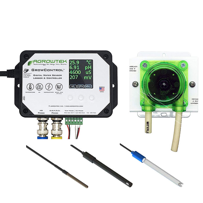 Agrowtek GrowControl MDX AgrowDose Mini Dosing Controller System With Single Peristaltic Pump & Temperature, pH, EC Sensors