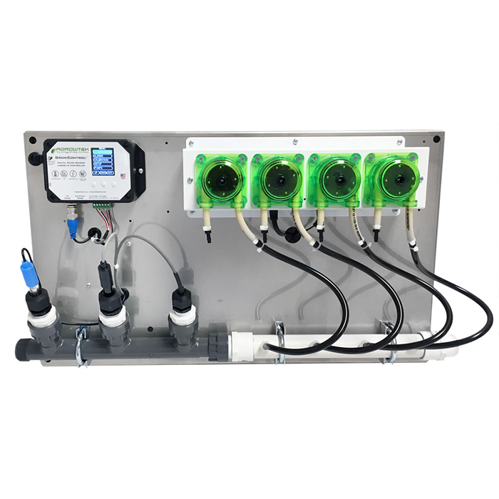 Agrowtek GrowControl MDX AgrowDose Mini Dosing Controller System With Mounting Panel, Penta Peristaltic Pumps & Temperature, pH, EC, ORP Sensors